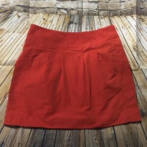 BCBG Orange Pleated Mini Skirt With Pockets